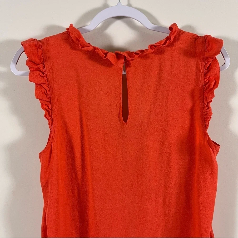 Kate Spade Womens Ruffled Orange Top Very Bright Live Colorfully Flowy Airy